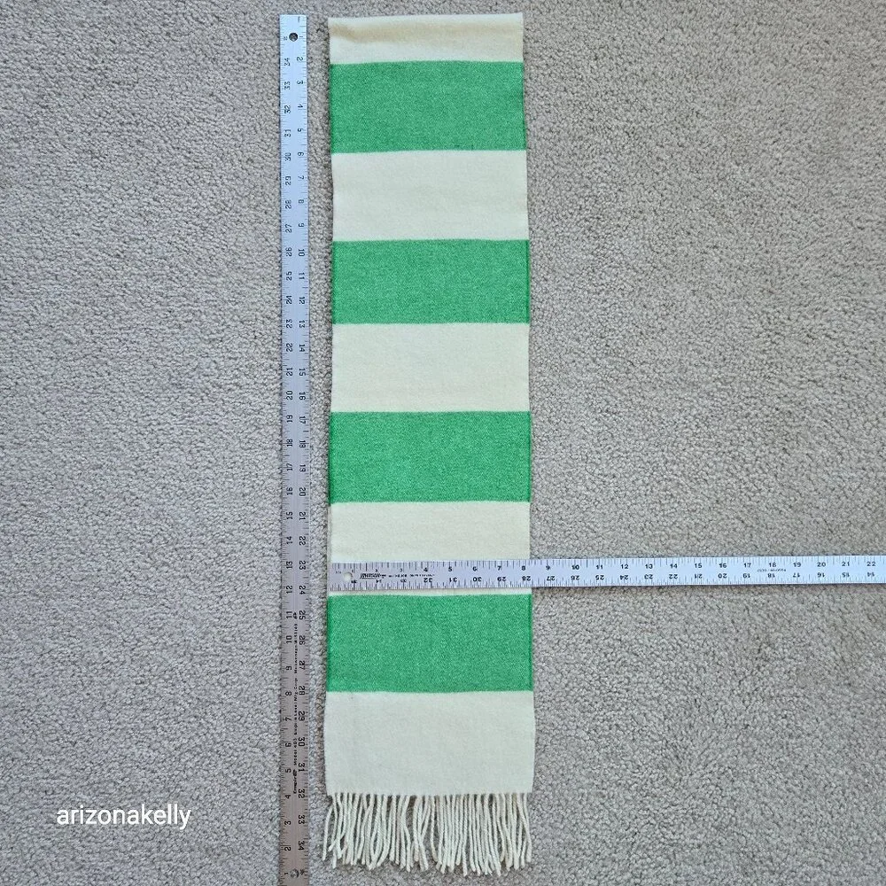 NWT J. Crew Wool Scarf Green White Stripe Rugby